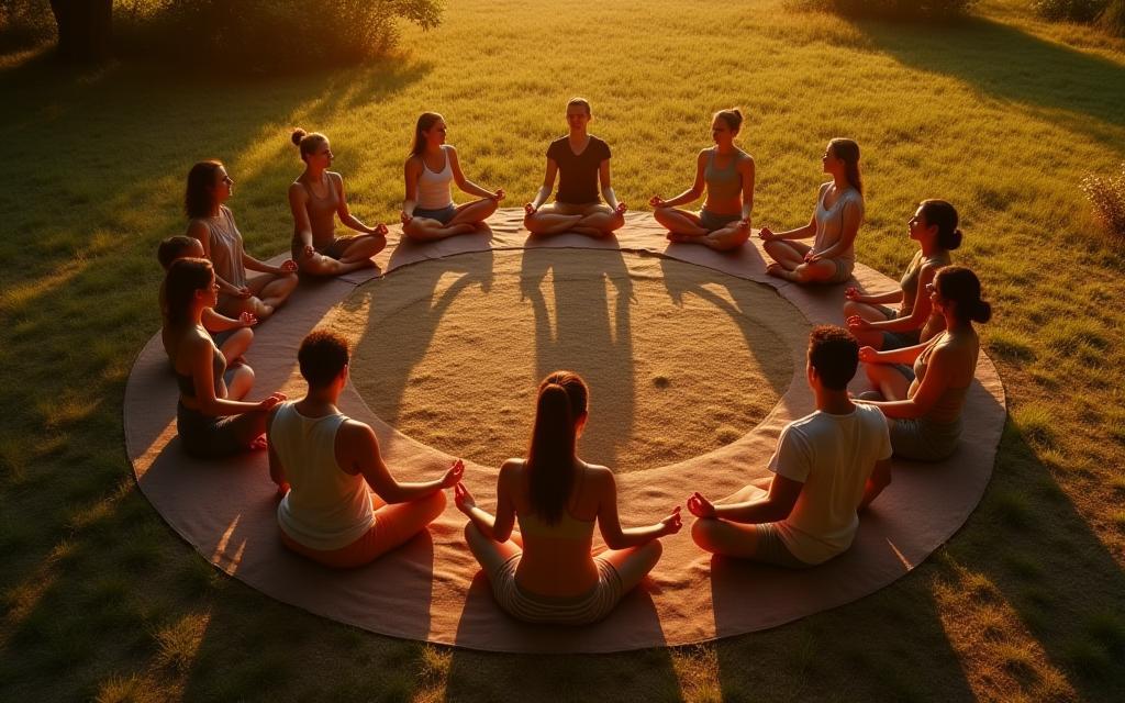 ध्यान समूह चक्र बनाता हुआ